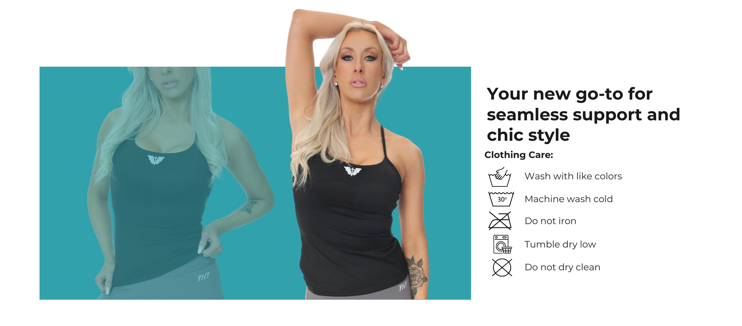 Black loose-fit built-in bra tank clothing care